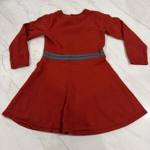 Jacadi Red Wool Blend Long-Sleeve Knit Dress Blue Stripe 4yrs 104cm